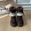 Thick-soled retro casual shoes, new velvet warm winter cotton shoes, fluffy thickened snow boots, women's short boots