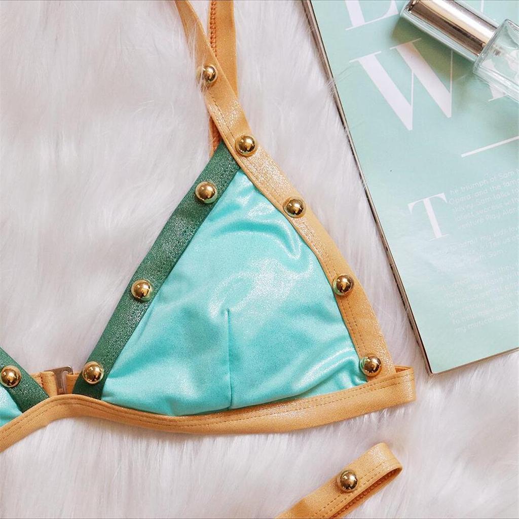 Perły łączenie wysokie nogi wycięte bikini damskie stroje kąpielowe damski strój kąpielowy dwuczęściowy zestaw bikini kąpiący strój kąpielowy Swim Lady