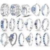 Hot Blue Zircon Rings For Women 925 Sterling Copper Sparkling Star Moon Blueness Eyes Heart Original Finger Ring Wedding Zircon