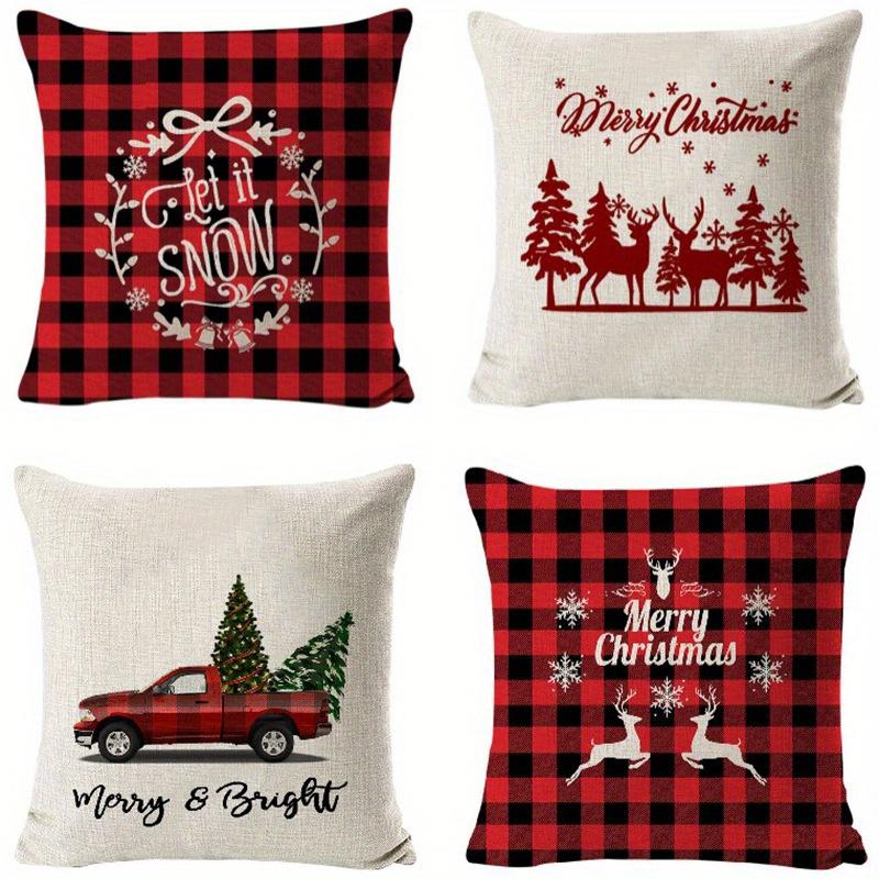 Home Decor Merry Christmas & Let It Snow Throw Pillows Pattern Cushion Cover Suitable For Sofa Bedroom Car Pillow Cover