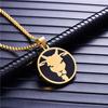 Punk Zodiac Constellation Pendant Gold Color Stainless Steel Round Necklaces for Men Women Fashion Party Jewelry Birthday Gift
