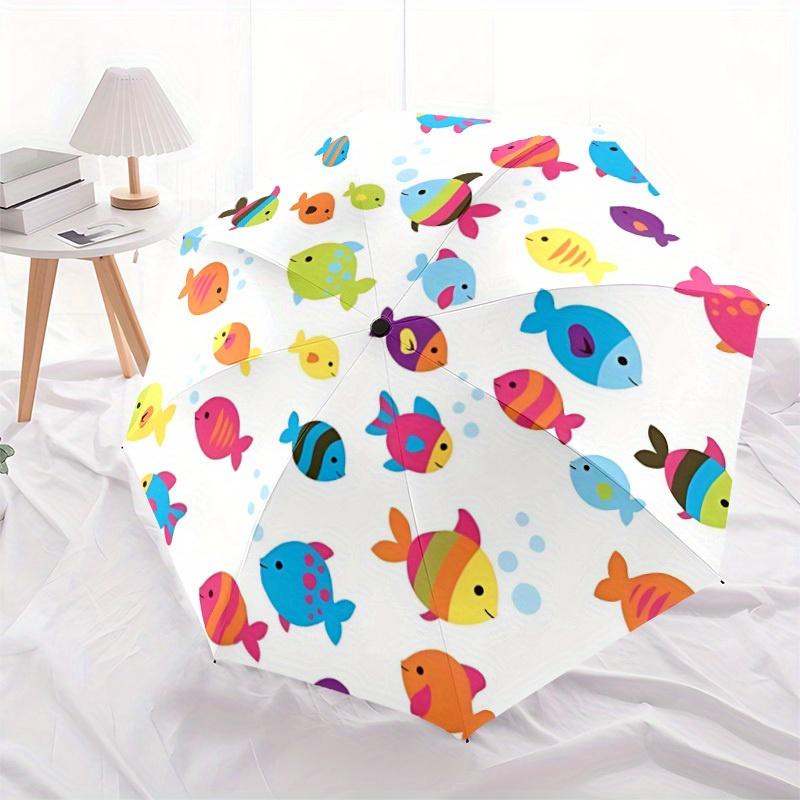 1pc Fish Pattern Automatic Opening/Closing Folding Umbrella with 25 Ribs, Plastic Handle, Windproof Portable Sunshade Umbrella y250726065