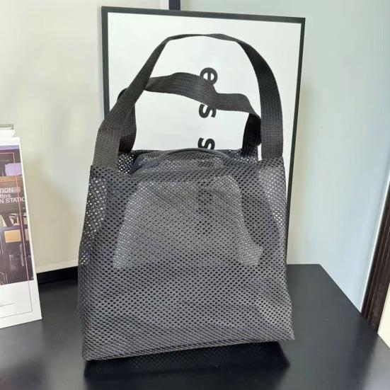 Storage Bag Large Capacity Zipper Closure Beach Bag with Handle Design Visible Mesh Bag Makeup Organizer