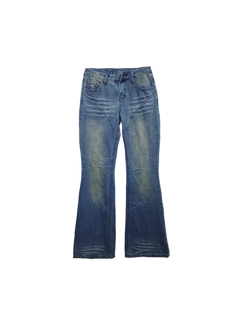 

2025 Summer American Streetwear Women s Micro-flare Jeans with Retro Pocket Design L