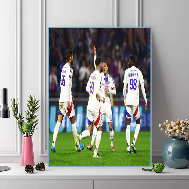 Olympique Lyonnais football team Pattern 3pcs 100% Round Full Drill 5D DIY Diamond Painting Embroidery Cross Stitch Rhinestone Décor