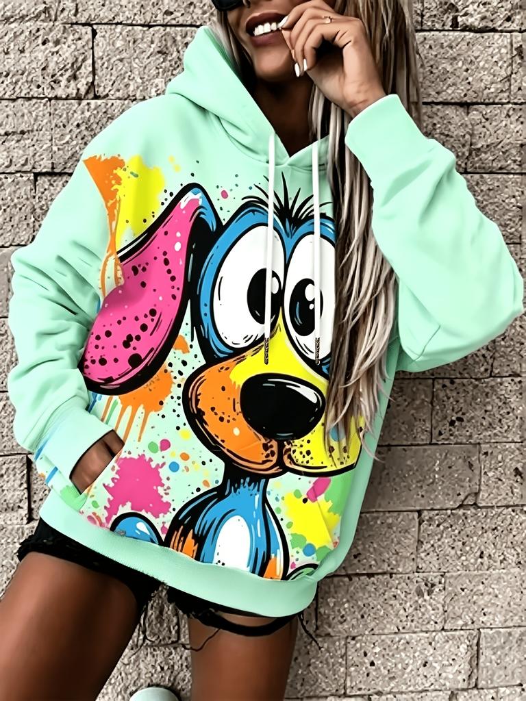 Fashionable women's loose casual street style hooded sweatshirt, loose casual, fashionable top