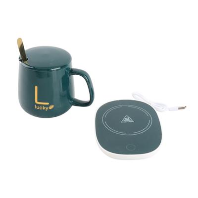 Set Tazza da Caffè e Piastra Riscaldante a Temperatura Costante 380ML Tazza da Caffè in Ceramica 55 Gradi Costanti