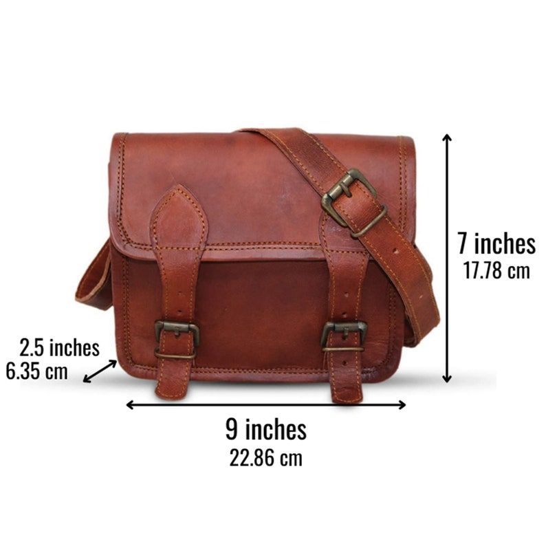 Handmade Small Leather Satchel Bag iPad Bag Office Bag Gift for Men and Women Distressed Shoulder Bag