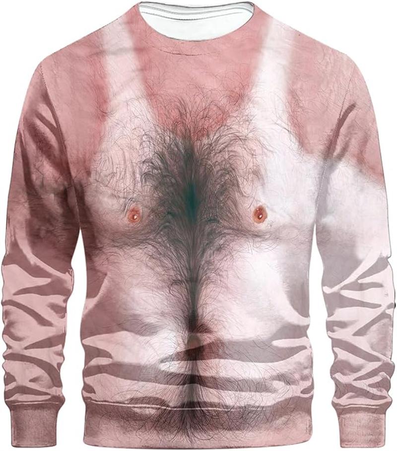 Funny Fake Muscle Body 3D Printed T-shirt Fashion Casual Long Sleeve T Shirt Halloween Cosplay Men Women Tops Streetwear Cheap