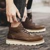 Men's Retro High-Top Leather Martin Boots - Winter Warmth, Thick Sole, Height Increasing, British Style for Autumn Trend.