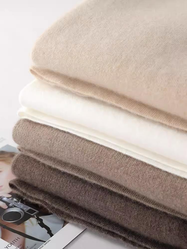 Women's Ordos City Wool Knit Wide-Leg Cashmere Pants with Pockets