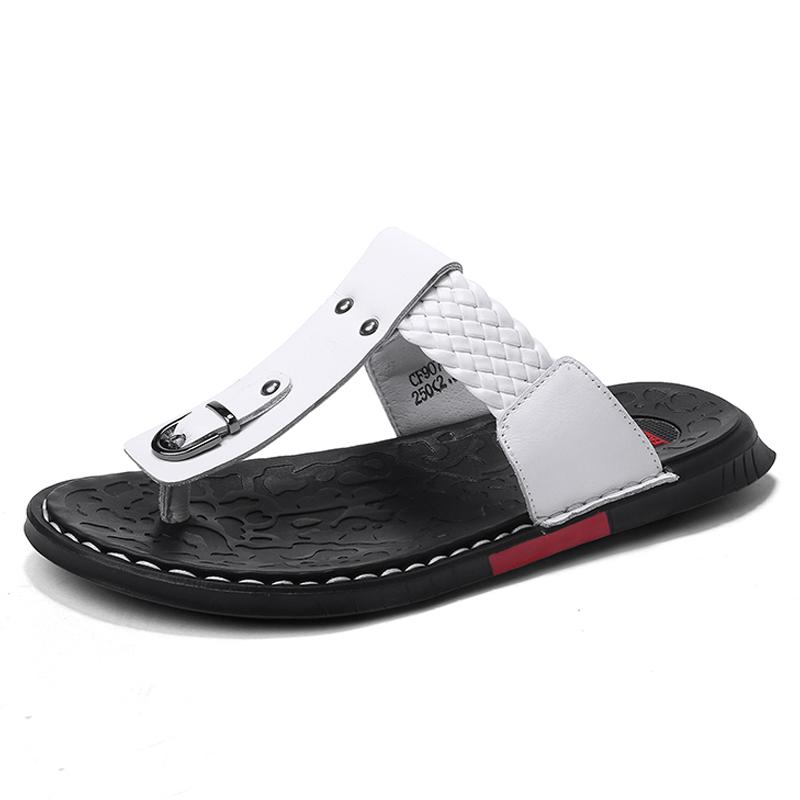 WOTTE Men Sandals 2024 Summer Cow Leather Fashion Classics Casual Men SFlip Flops Non-Slip Men Summer Shoes Chanclas Hombre