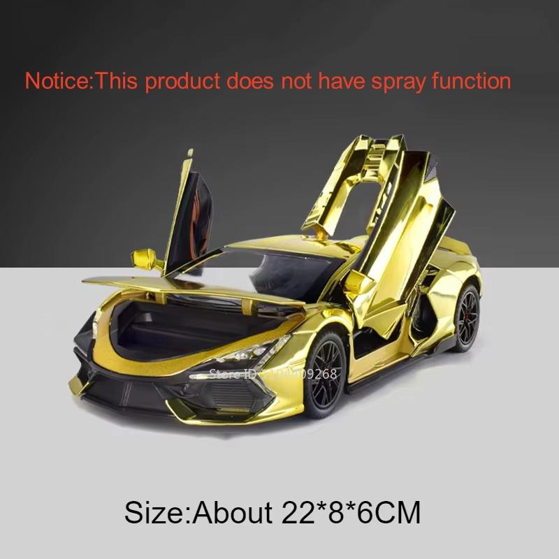 1:24 Scale Lambor Revuelto Car Model Toy Alloy Diecast Sound Light Pull Back Steering Shock Absorber Models Ornaments Gifts