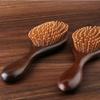 New High Quality Hand Carved Sandalwood Comb Oval Shape Wooden Air Cushion Comb Styling Brush Fine-Toothed Scalp Massage Brush
