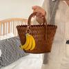 Cute Fashion PU Leather Pendant PU Banana Fruit Key Ring Creative Fruit Banana Keychain  Female