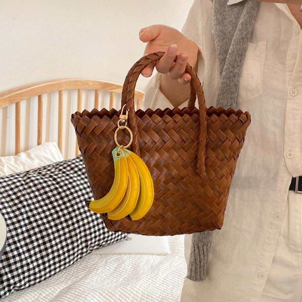 Cute Fashion PU Leather Pendant PU Banana Fruit Key Ring Creative Fruit Banana Keychain  Female