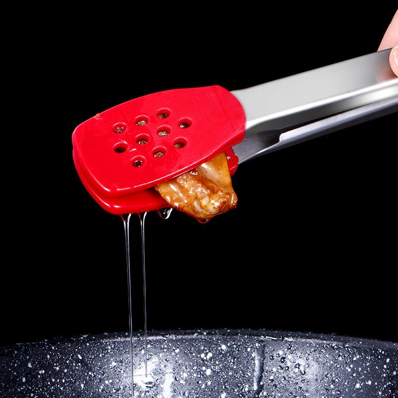 Silicone Head BBQ Grilling Tongs Stainless Steel Non-Stick Steak Bread Clip Anti-Scalding Food Clamp Kitchen Cooking Utensils
