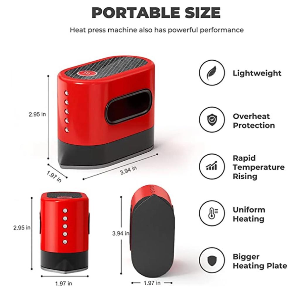 Portable Heat Press Machines Hot Press Mini Iron Machine T-Shirt Printing for Clothes Bags Hats Pads Blanket Phone Case DIY Home