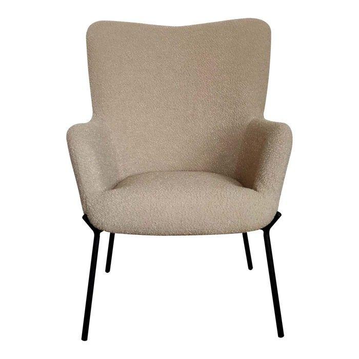 Fauteuil en polyester bouclé marron avec pieds noirs