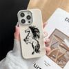 Black Horse for iPhone15promax Mobile Phone Case Apple 16 Leather Pattern 14/13/12 Protective Case 17