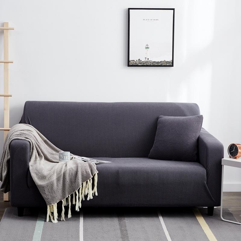 

Высокоэластичный чехол для дивана/чехол для мебели в гостиной, защита для домашних животных, детский чехол для дивана I формы, диван нужно заказать, 2 шт. 1-seat 90-140cm темно серый