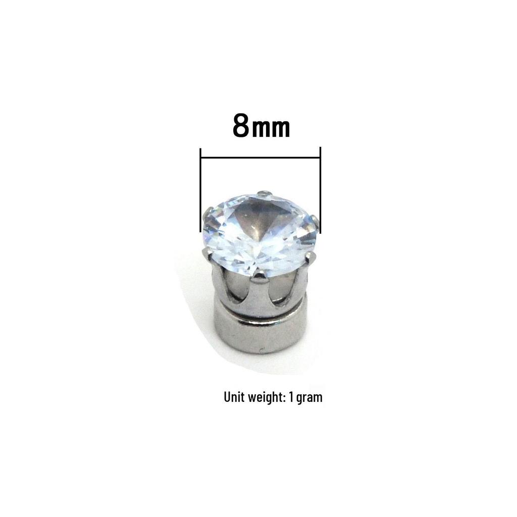 Stainless Steel Zirconia Magnetic Ear Clip - No Piercing Needed, Sparkly Hole-Free Stud for Girls