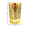 Pure Brass Glass Tumbler with Etching Art Finish, Indian HANDWORKED, (Pack of 4)