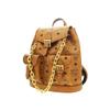Mcm Aren Gold-Toned Brass Hardware Synthetic Leather And Cowhide Patchwork Double Shoulder Bag Mini Female Style Brown