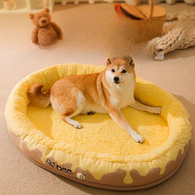 Winter Dog and Cat Nest Mat Warm and Thick Winter Thermal Insulation Open Crystal Super Soft Pp Sponge Mat Yellow