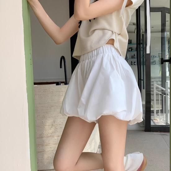 Women's Summer Bubble Shorts Casual High Waisted Puffy Shorts with Pockets Elastic Waist Balloon Mini Shorts