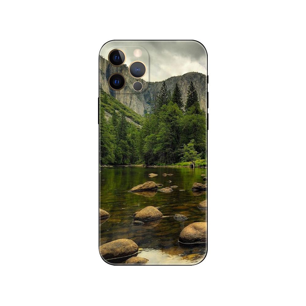 mountain landscape phone case for iphone 14 5s 2020se 6 6s 7 8 plus x 10 XR XS 11 12 13 mini pro MAX black tpu back cover