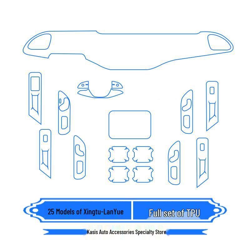 Xingtu Lanyue TPU Protective Film Set for 25 Models: Includes Navigation Screen Film and Central Control Sticker for Interior Car Decoration