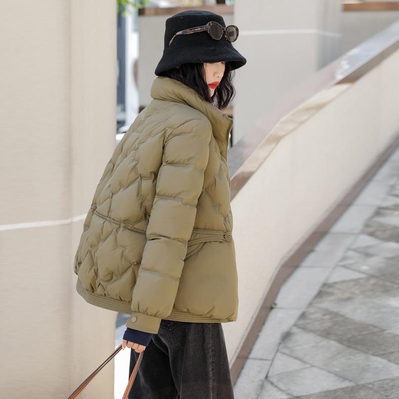 Fashion new Chinese stand-up collar down jacket women's short winter new lightweight maple leaf warm loose and thin coat