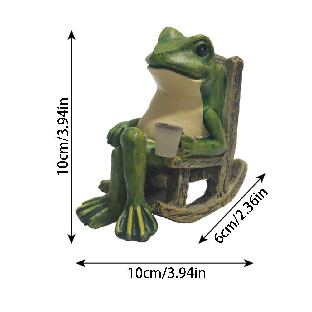 Mini Rocking Chair Frog Figurine Lamp Waterproof Resin Frog Sculpture Courtyard Balcony