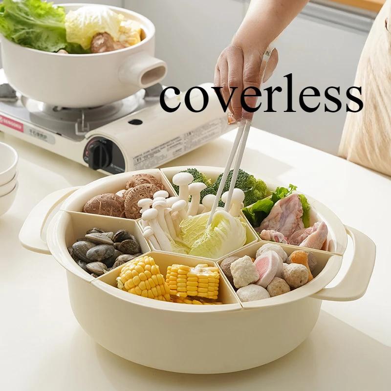 Rotatable Household Hot Pot with Lid Platter Washing Vegetables Drain Basin Multifunctional Lid Storage Rotatable Fruit Tray