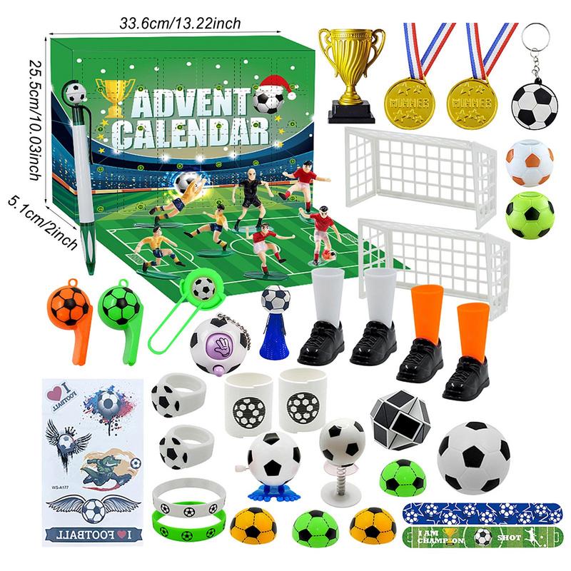 Calendario de Adviento de Fútbol de 24 Días 2025, Calendario de Adviento Deportivo para Adolescentes Regalos de Fútbol Mundial Detalles para Fiestas, Regalos de Cuenta Atrás para Navidad para Pequeños Jugadores Fans