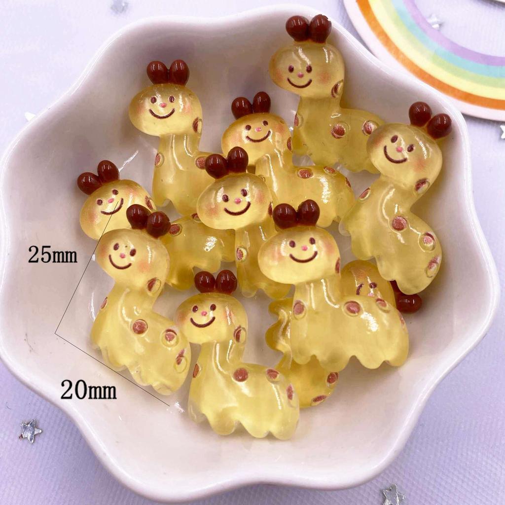Colorful Resin Glitter Kawaii Giraffe Bear Puppy Girl Flatback Cartoon Animal Figurine Scrapbook 10pcs DIY Accessory Decor Craft