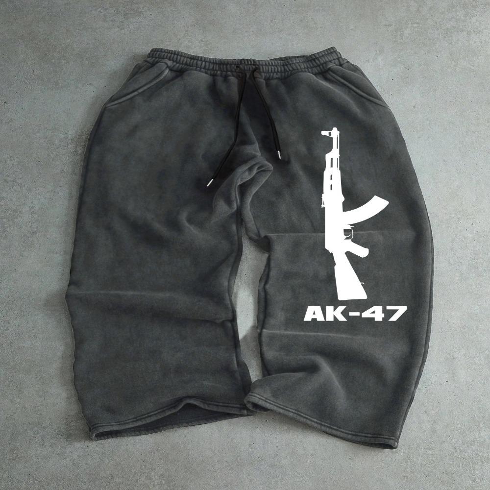 Men's Straight Leg Pants Paired with Drawstring Waistband, Stylish and Cool Pattern Print, Stylish and Comfortable Wide Leg Sports Pants