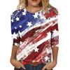 Women's T shirt Long Sleeve Crew Neck Long Sleeve Tunic Graphic Flag Top