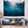 Under the Sea Tapestry  Ocean Landscape Decorative Hanging Cloth with Sunlight Piercing through the Blue Ocean