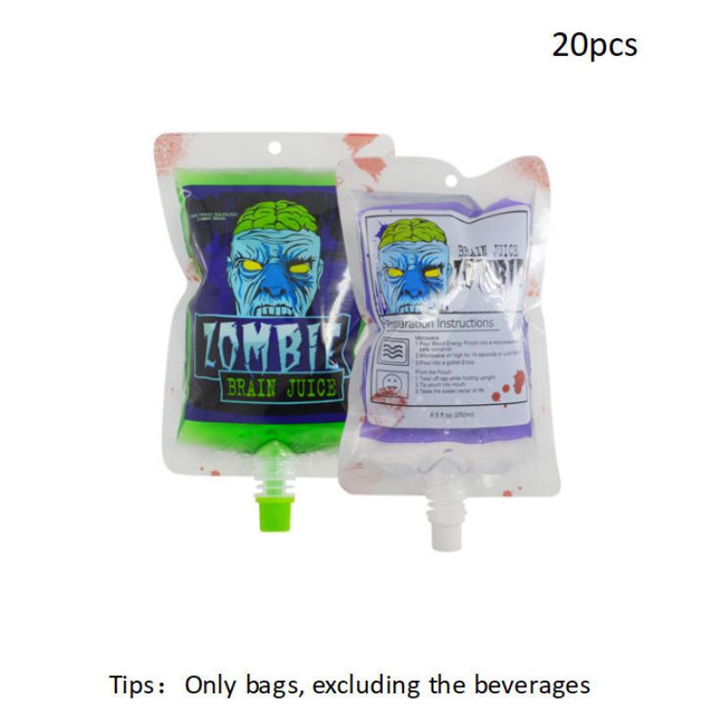 20Pcs 250Ml Halloween Cosplay Drink Container Bag Vampire Blood Pouch Props Zombie Beverage Drinks Bags Diy Party Supplies