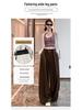 Women's Summer Black High-Waisted Wide-Leg Floor-Length Trousers