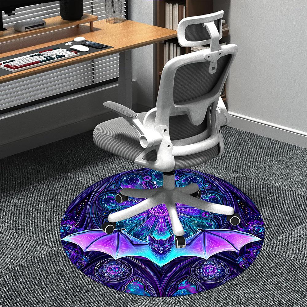 1pc Bat Mandala Office Round Area Rug, Mat Suitable ForOffice, Under Office Chairs Bedroom Living Room Home Decor, Room Deco