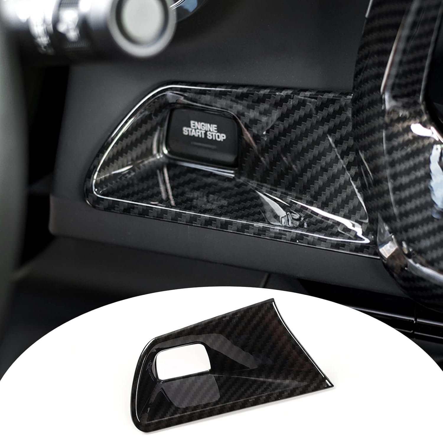 RT-TCZ Engine Start/Stop Button Center Console Dashboard Button Switch Cover Trim Interior Decoration Accessories for Chevrolet Camaro 2017-2022