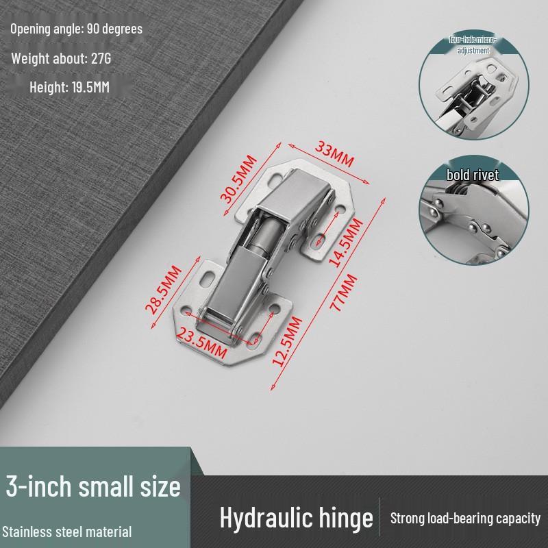 Stainless Steel Soft Close Frog Hinge, 3-4 Inch Thickened Bridge Type, No Slotting, for Cabinet Doors and Mahjong Tables