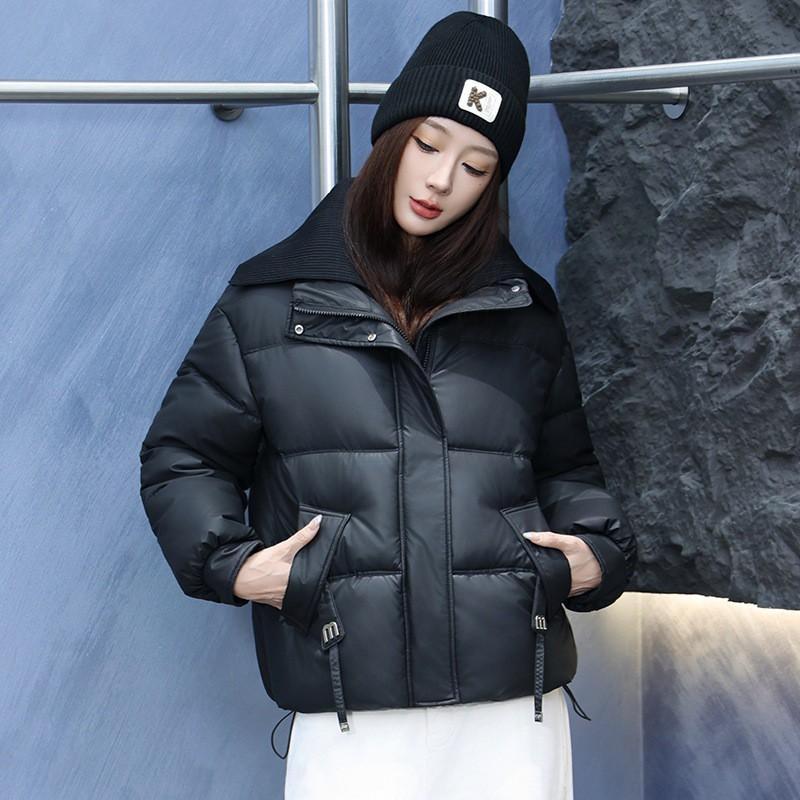 2026 Winter Womens Down Cotton Puffer Jacket Slim Fit Turn-down Collar Short Length Warm Casual Coat Petite Ladies