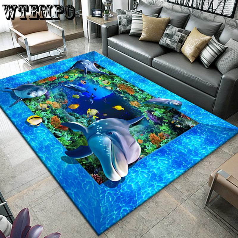 Carpet Living Room 3D Vision Underwater World Bedroom Carpet Home Tea Table Sofa Carpet Mat