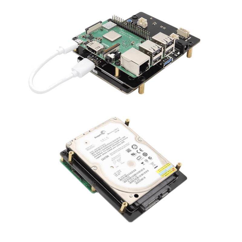 Raspberry Pi SATA HDD/SSD Expansion Board Kit with Type-C 5V/4A Power Adapter