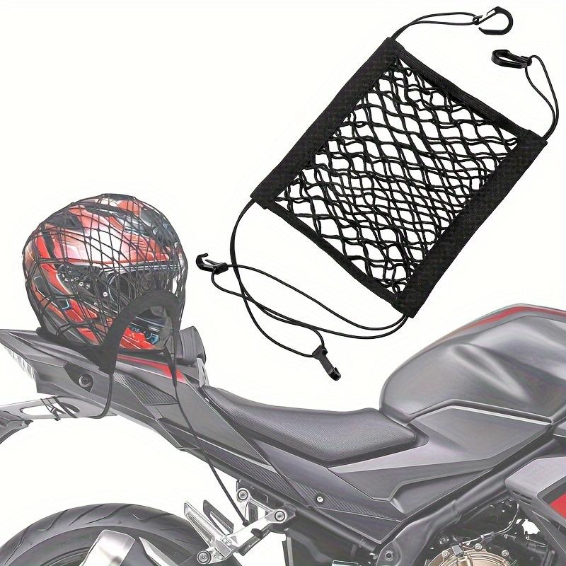 1pc Universal Fit Motorcycle & Scooter Elastic Cargo Net with Helmet Holder, Polyester Mesh Luggage Storage Bag for Bike Tailbox
