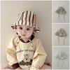 Summer Baby Bucket Hat Plaid Striped Lace-up Wide Brim Sunshade Fisherman Cap Infant Boys Girls Outdoor Sun Hats